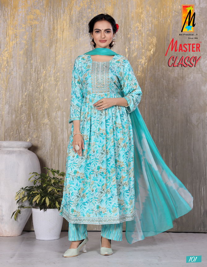 Classy By Master Naira Cut Rayon Printed Kurti With Bottom Dupatta Wholesale Price In Surat